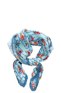 Designer Floral Print Pleated Bandana Scarf