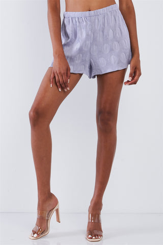 Lavender Circle Print Fine Accordion Pleaded Relaxed Fit Shorts