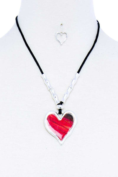 Fashion Stylish Heart Pendant Necklace And Earring Set