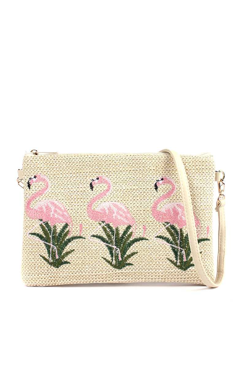 Flamingo Embroidered Pouch