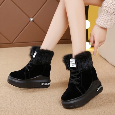 Winter Fashion Boots Women's Leather Cotton Shoes Outdoor Keep Warm Women Snow Boots Trend Hot Sale Sneakers Lace-up Women Shoes