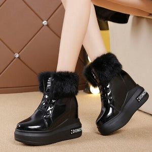 Winter Fashion Boots Women's Leather Cotton Shoes Outdoor Keep Warm Women Snow Boots Trend Hot Sale Sneakers Lace-up Women Shoes